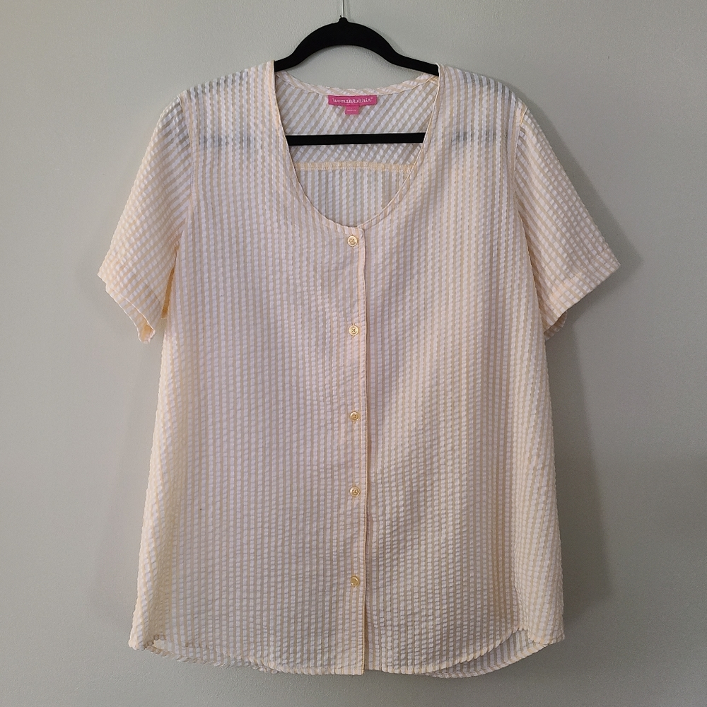 Woman Within Yellow Seersucker Blouse L